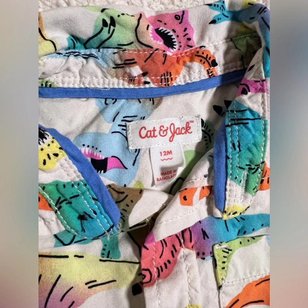 Cat & Jack Dinosaur Button Up 12 Months - Picture 3 of 3